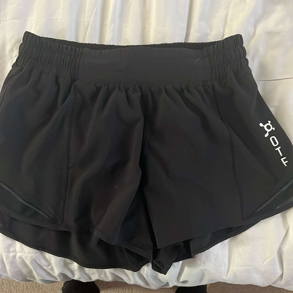 Lululemon orange theory branded shorts zipper pocket on side worn maybe once